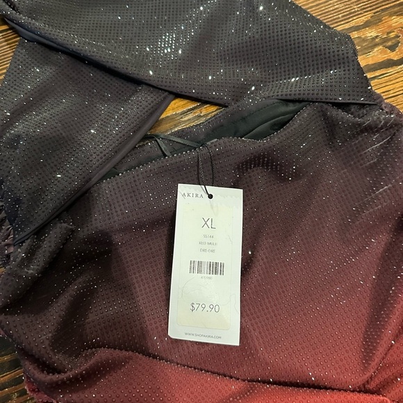 AKIRA NWT Black and Red ombré Ruched Halter Criss Cross front Dress - Picture 5 of 5